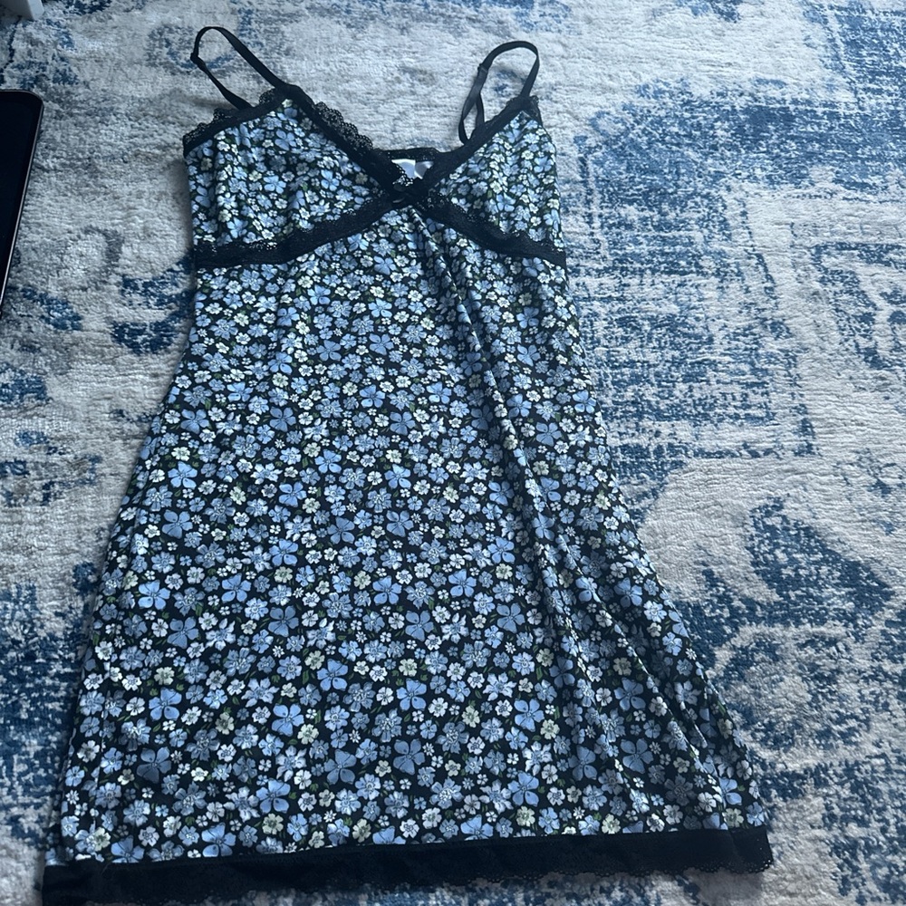H&M Black Mini Dress with Lace Trim and Bow Detail